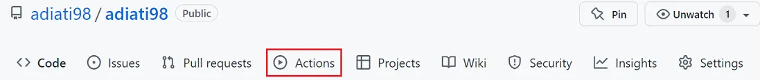Actions tab GitHub
