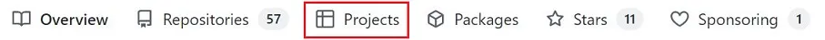 select projects tab