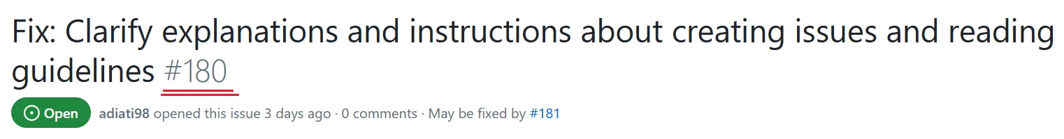 GitHub issue number