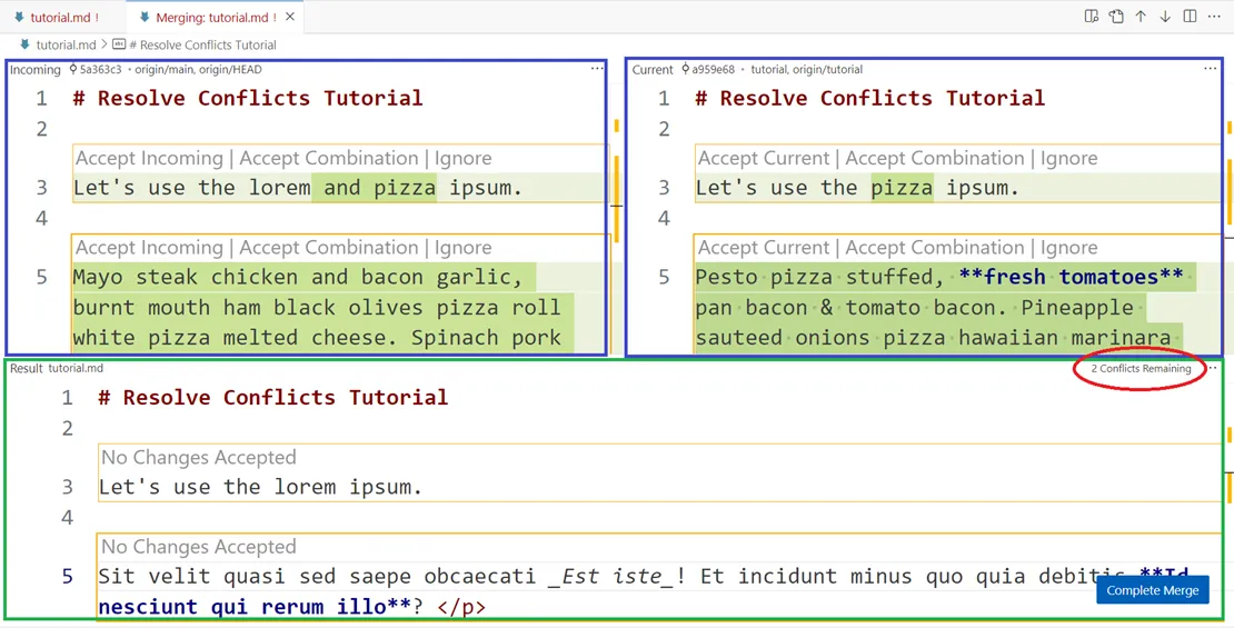 Merge Editor feature at VS Code