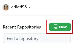 Create new repo button