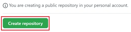 Create repository button